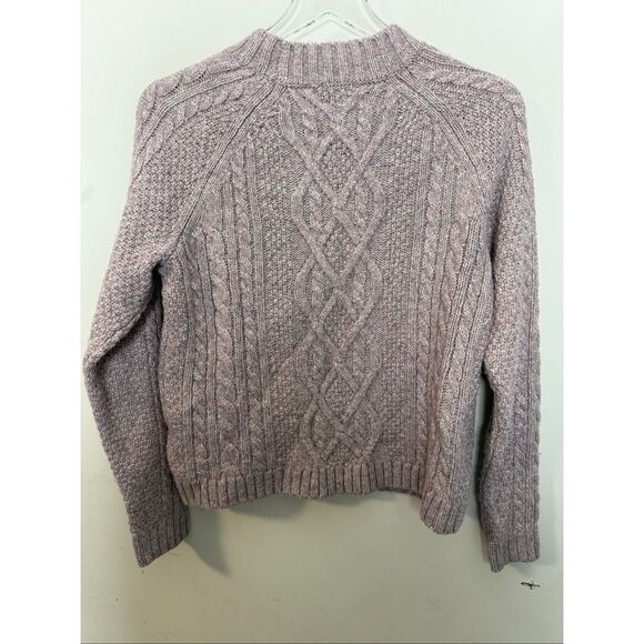 Abercrombie & Fitch Womens Cable Knit Sweater Size Small Blush Pink Fisherman Mo - Picture 3 of 4